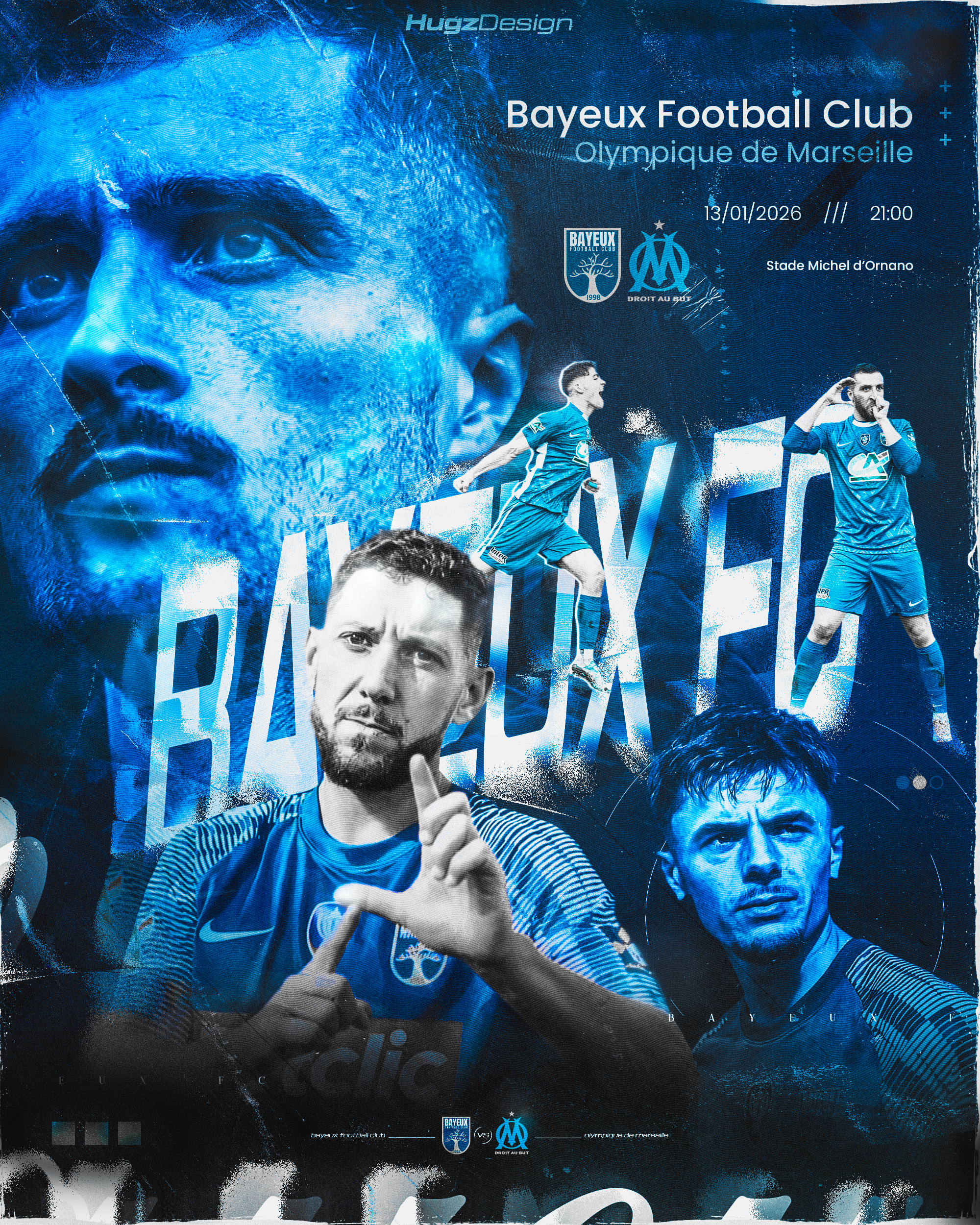 Création visuelle Bayeux FC vs Olympique Marseille - stratégie digitale club